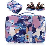 AYVANBER Grande capacité Couleur étui à Crayons Organisateur 304 Fentes Porte-Stylo Pochette de Rangement étanche Gel marqueur Stylo Sac boîte pour Adolescents étudiant Artiste (Bleu Géométrique)