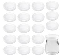 AYWFEY 20 Pack Transparent Couvercles de Yaourts en Plastique de 67 mm, Couvercles Yaourt La Fermière 67 (Compatible) Capsules de OUI mm Bouchons Réutilisables Couvercle Pot Couverclepot verre