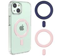 AYWFEY Anneaux de Sécurité Magnétique, Lot de 2 Autocollant Compatible avec MagSafe, Charge sans Fil Support, Kit de Conversion Universel pour iPhone 15/14/13 Pro Max Mini,Galaxy S23/S22(Rose et Bleu)