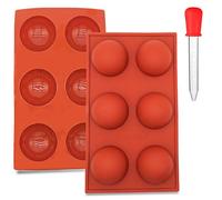 AYWFEY Lot de 2 Grand Moule en Silicone Semi-sphérique à 6 Cavités, Moules de Cuisson à 6 Trous Pour Gâteau au Chocolat Chaud Gâteau au Cacao Bonbons à la Gelée Mousse au Pudding Fabrication de Savon