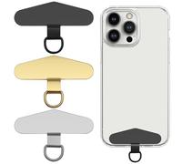 AYWFEY Lot de 3 Patch D'attache de Téléphone, Universel Le Triangle Métal Languette D'attache de Téléphone, pour la Plupart Des Téléphones Portables, 4 * 1.5cm (Noir, Argenté, Doré)