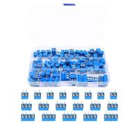 AYWHP Lot de 100 bornes à vis PCB - 5 mm - Bleu - 2 broches - 3 broches - 300 V - 16 A - Compatible avec les projets électroniques Arduino DIY (80 x 2 broches, 15 x 3 broches, 5 x 4 broches)