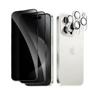 AYWLPP [2+2] Verre Trempé Pour iPhone 15 Pro Max Pouces, 2 Pièces Protecteur d'écran et 2 Pièces Caméra Protecteur d'écran Vitre Protections D'objecti, Dureté 9H Film Protecteur Vitre, Anti-rayures