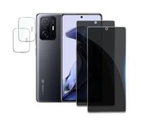 AYWLPP 2 Pièces Verre Trempé Anti-Espion pour Xiaomi 11T/11T Pro avec 2 Pièces Caméra Arrière Protecteur, Protecteur D'écran de Confidentialité, 9H Dureté Film Protecteur Vitre, Anti-rayures