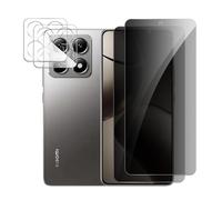 AYWLPP 2 Pièces Verre Trempé Anti-Espion pour Xiaomi 14T avec 2 Pièces Caméra Arrière Protecteur, Protecteur D'écran de Confidentialité, 9H Dureté Film Protecteur Vitre, Anti-rayures