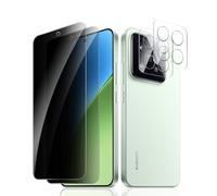 AYWLPP 2 Pièces Verre Trempé Anti-Espion pour Xiaomi 15 avec 2 Pièces Caméra Arrière Protecteur, Protecteur D'écran de Confidentialité, 9H Dureté Film Protecteur Vitre, Anti-rayures