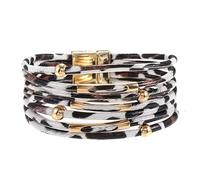 AYWTD Bracelet Cuir,Bracelets En Cuir Multicouches Tissés À La Main, Bracelet En Cuir À Boucle Léopard Tendance, Bijoux Énergétiques Pour Hommes Et Femmes, Blanc