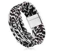 AYWTD Bracelet Cuir Homme,Bracelets En Cuir Multicouches Tissés À La Main, Bracelet En Cuir À Boucle Léopard Tendance, Bijoux Énergétiques Pour Hommes Et Femmes Zèbre