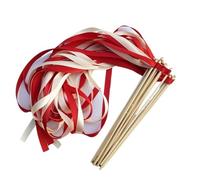 AYWTIUN Baguette de Mariage Bâtons de Ruban de Mariage Rouge avec Cloches dorées, 50 pièces, for décoration de Mariage pour Les Spectacles