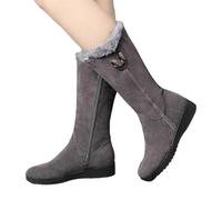 AYWTIUN Bottes de Neige Femme Bottes Chaudes for Femmes, Chaussures d'hiver for Femmes, Bottes Plates de Neige en Peluche mi-Mollet épaisses(Dark Grey,36)