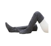 AYWTIUN Chaussettes hautes Chaussettes hautes moelleuses, jambes câlines, longues pattes, leggings pelucheux, pantoufles au-dessus du genou, bas poilus(Dark Gray)
