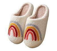 AYWTIUN Chausson Femme Hiver Pantoufles en Peluche Arc-en-Ciel colorées Populaires for Femmes, Design Mignon et cœur de Dessin animé(Rinbow,40-41)