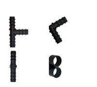 AYWTIUN Connecteur De Cadre Rond Connecteurs de raccords barbelés d'arrosage Goutte à 16mm, Kit d'extrémité Bouchon couplage en t et coude, Tuyau 1/2 Pouces for Jardin(Brown)