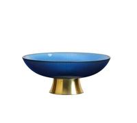 AYWTIUN corbeille a fruit Crystal Glass Fruit Plate Dessert Bowl Metal Base Storage Tray Modern Living Room Home Decoration bols de service pour fruits, bonbons(Blue1)