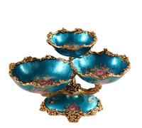 AYWTIUN corbeille a fruit Elegant Diamond Pattern Ceramic Snack Plate Handcrafted Pearlescent Design for Fruit Appetizers Desserts Serving bols de service pour fruits, bonbons(Blue 3 layer)