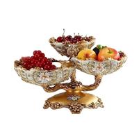 AYWTIUN corbeille a fruit Elegant Diamond Pattern Ceramic Snack Plate Handcrafted Pearlescent Design for Fruit Appetizers Desserts Serving bols de service pour fruits, bonbons(Diamond 3 layer)