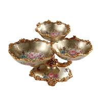 AYWTIUN corbeille a fruit Elegant Diamond Pattern Ceramic Snack Plate Handcrafted Pearlescent Design for Fruit Appetizers Desserts Serving bols de service pour fruits, bonbons(Silver 3 layer)