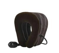 AYWTIUN Coussin de Voyage Oreiller de Cou civière de Cou Massage du Cou Soutien Cervical Oreiller Pompe à Air Collier Gonflable civière orthèse soulagement de la Douleur(Color:Brown)