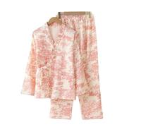 AYWTIUN Ensembles de Pyjama Femme Pyjama d'hiver en Coton for Femmes, vêtements de Nuit en Gaze, Quatre Saisons, Manches Longues, Pantalons, Ensembles, Service à Domicile(Pink,L)
