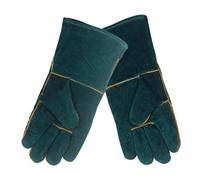 AYWTIUN Gants de soudage Gants de travail sécurité en cuir, gants soudage résistants à la chaleur for hommes, barbecue industriels for four forge feu(Green 35cm)