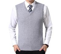 AYWTIUN Gilet tricoté pour Homme Gilet Pull décontracté for Homme Chaud et Confortable en Automne Hiver Gilets tricotés for Hommes Pull(Light Grey,XXL)