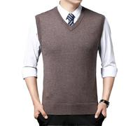 AYWTIUN Gilet tricoté pour Homme Gilet Pull décontracté for Homme Chaud et Confortable en Automne Hiver Gilets tricotés for Hommes Pull(Khaki,3XL)