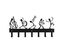 AYWTIUN Porte-clés mural Porte-clés mural en fer forgé avec notes de musique, crochets noirs et porte-manteau, décoration murale élégante créative(TY3533)