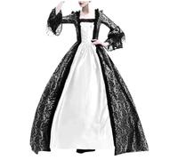 AYWTIUN Robe vintage de sorcière Robe médiévale en dentelle patchwork à manches cloche, style rétro, col V, longueur cheville, lanterne for femme(Color 2,4XL)