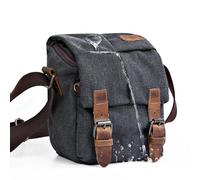 AYWTIUN Sac bandoulière Sacs à bandoulière vintage en toile cirée et huilée for homme, sacoches résistantes aux chocs for appareil photo reflex numérique, imperméables for(Black)