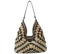 AYWTIUN Sac Crochet Femme Pochettes tissées for Femmes, Sac à poignée supérieure, Grand Sac à bandoulière Portable, Sacs à Main de Plage d'été, Sacoche fourre-Tout(Khaki)