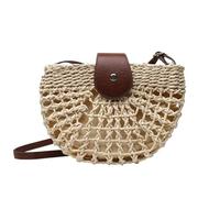 AYWTIUN Sac Crochet Femme Sac de Paille d'été for Femmes, Sacs à bandoulière Demi-Cercle en rotin Fait à la Main, Sac à Main de Voyage, Sacs de Plage fourre-Tout(Beige)