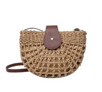 AYWTIUN Sac Crochet Femme Sac de Paille d'été for Femmes, Sacs à bandoulière Demi-Cercle en rotin Fait à la Main, Sac à Main de Voyage, Sacs de Plage fourre-Tout(Khaki)