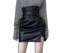 AYXAMO Jupes Femme，Jupe Cuir Mini Jupes en Cuir Noir USO apto Para Femmes, Taille Haute, Slim Fit Use for, Jupe Crayon à Lacets, Sexy, Club, Fermeture éclair au Dos, Sac Fendu, Jupe de Hanche(S)