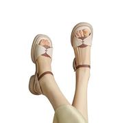 AYXAMO Sandales Femme éTé, Nu Pieds Femme éTé Chaussures à talons bas for femmes, sandales décontractées vintage de couleur contrastée, chaussures de luxe d'été for femmes(White Shoes,35)