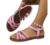 AYXAMO Sandales Femme éTé, Nu Pieds Femme éTé Chaussures d'été for femmes, sandales plates à bride inférieure avec semelles en caoutchouc antidérapantes, idéales au quotidien(Pink,43)