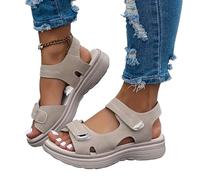 AYXAMO Sandales Femme éTé, Nu Pieds Femme éTé Sandales d'été for femmes, chaussures de voyage, semelles durables, pantoufles de plage en plein air, sandales à plateforme(Khaki,40)