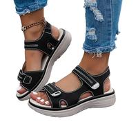 AYXAMO Sandales Femme éTé, Nu Pieds Femme éTé Sandales d'été for femmes, chaussures de voyage, semelles durables, pantoufles de plage en plein air, sandales à plateforme(Black,36)