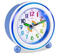 Ayybboo Réveil Enfant Fille Garçon,Horloge Analogique Pédagogique sans Tic-Tac avec Veilleuse et Snooze,Cadeau pour Chambre d'enfant, École, Anniversaire (Marine)