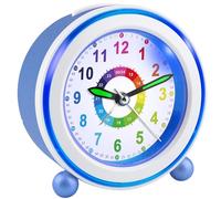 Ayybboo Réveil Enfant Fille Garçon,Horloge Analogique Pédagogique sans Tic-Tac avec Veilleuse et Snooze,Cadeau pour Chambre d'enfant, École, Anniversaire (Bleu)