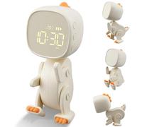 Ayybboo Réveil Enfant Fille Garçon,Réveil Lumineux Numerique pour Enfant avec 3 Groupes Alarmes,Veilleuse,Snooze Function,Le Son et la Luminosité Réglables en USB Charge(Blanc)