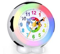 Ayybboo Réveil Enfant Football Garçon Fille,Horloge Pédagogique Analogique Silencieux sans Tic-Tac avec Veilleuse,Snooze et Design Antidérapant,Idée Cadeau Éducatif 5-12 Ans (Couleur)