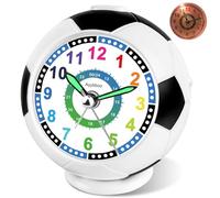 Ayybboo Réveil Enfant Football Garçon Fille,Horloge Pédagogique Analogique Silencieux sans Tic-Tac avec Veilleuse,Snooze et Design Antidérapant,Idée Cadeau Éducatif 5-12 Ans (Noir Bleu)