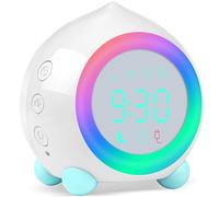 Ayybboo Réveil Enfant Lumineux LED Numerique Lampe Réveil Veilleuse Fille Garcons Jour Nuit Enfant Volume Réglable Snooze Réveil en USB Charge（Blanc）