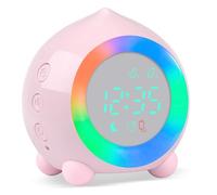 Ayybboo Réveil Lumineux pour Enfants,Horloge Numérique LED avec Veilleuse,Alarme Snooze,Volume Réglable,USB Rechargeable,Jour/Nuit Enfants Filles Garçons (Rose)