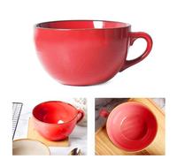 AYYDS Grande tasse à café - 700 ml - En céramique - Avec anse - Bol à soupe - Tasse à café - Bol à céréales - Bol à salade - XXL - Pour cappuccino, ramen - Rouge, KFB-0723