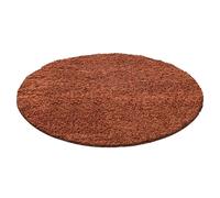 Ayyildiz Tapis à Poils Longs Terracotta 120 cm Rond Shaggy Doux et Moelleux 30 mm pour Salon et Chambre