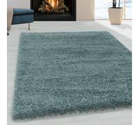Ayyildiz Tapis de Salon Shaggy Design Poil Souple Monochrome Aqua - 100x200 cm