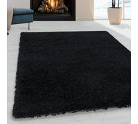 Ayyildiz Tapis de Salon Shaggy Design Poil Souple Monochrome Noir - 300x400 cm