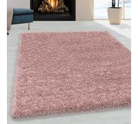 Ayyildiz - Tapis de Salon Shaggy Design Poil Souple Monochrome Rose - Dimension 140x200 cm