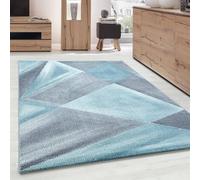 Ayyildiz Tapis Design Moderne Motifs Géométriques Poils Courte Gris Bleu Blanc Moucheté - 80x150 cm